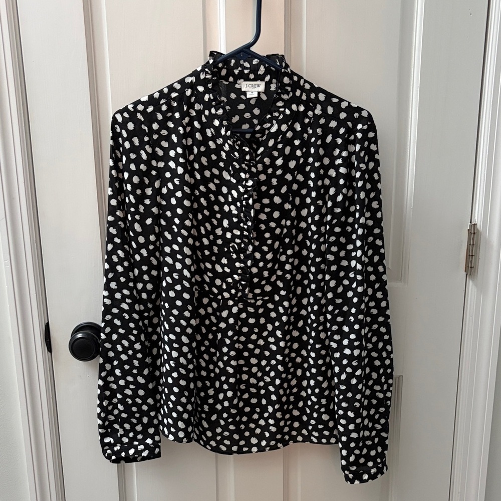 J. Crew Factory Black and White Polka Dot Blouse